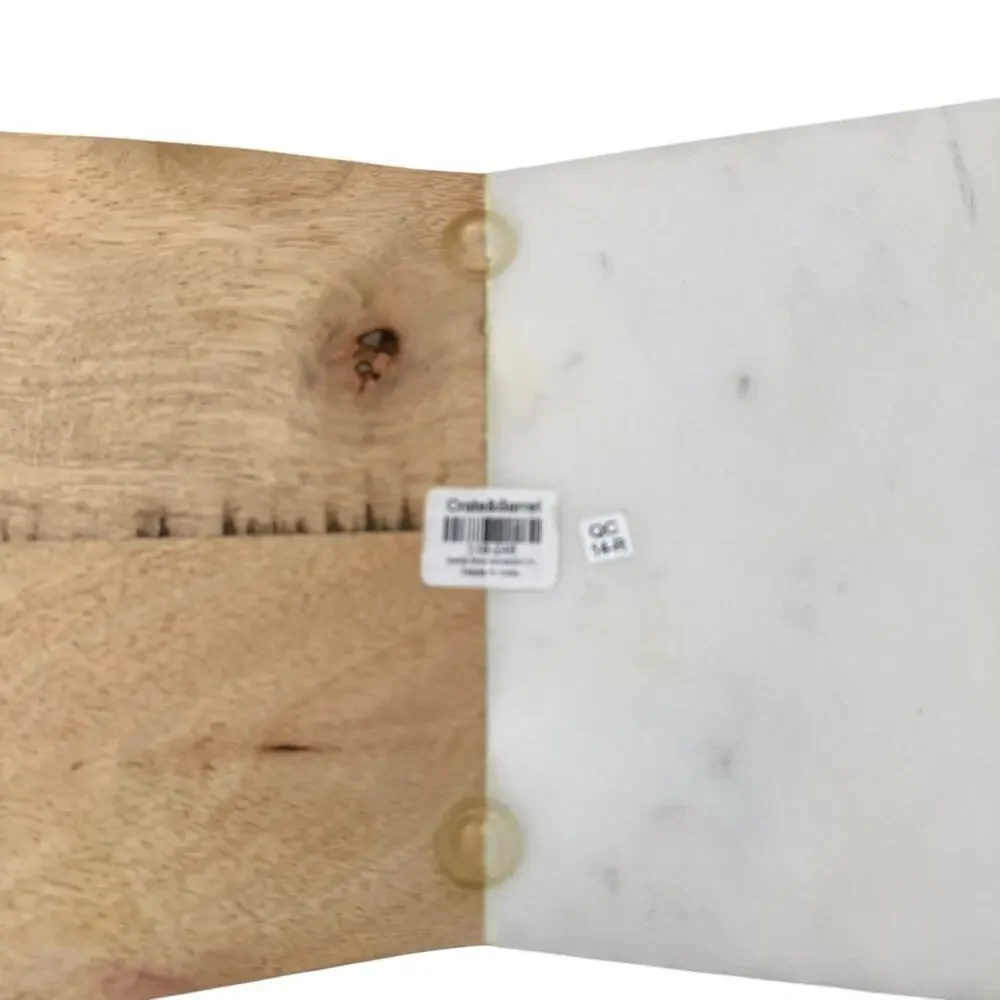 Crate & Barrel Cheese Board Wood Marble Serving Tray Decor Party 18”